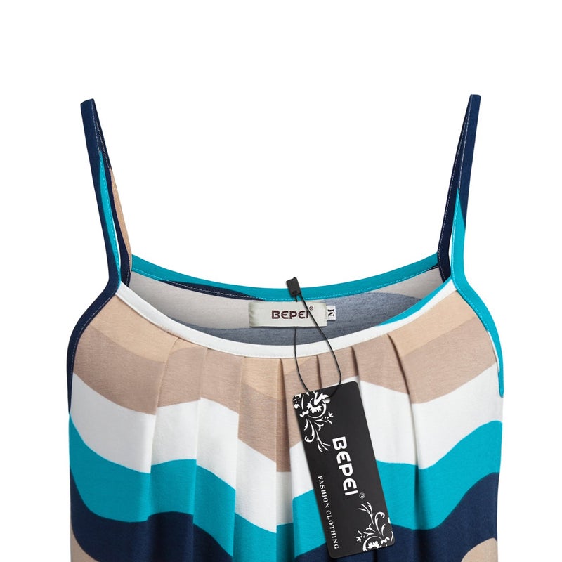 BEPEI Women's Petite Tops and Tees Shirts Tanks Camis Dressy Blouses Tops Summer 2025 Gifts for Her Date Clothes,Blue Beige XL - Image 3